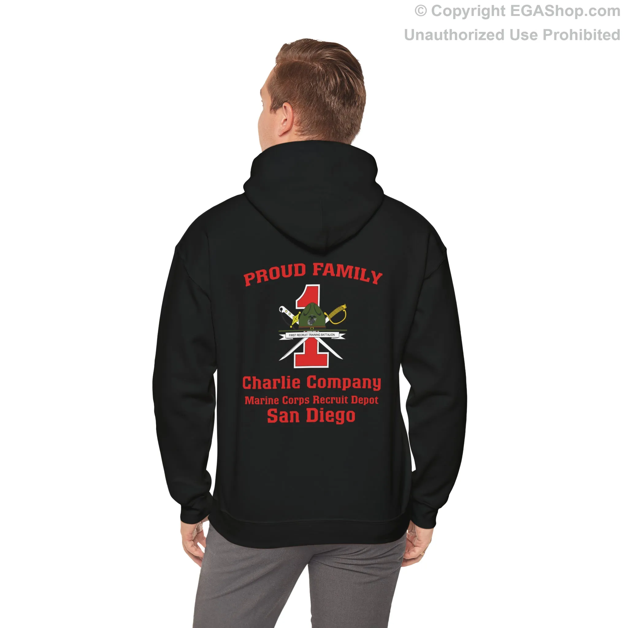 Hoodie: Charlie Co. MCRD San Diego (1st Battalion Crest on BACK)