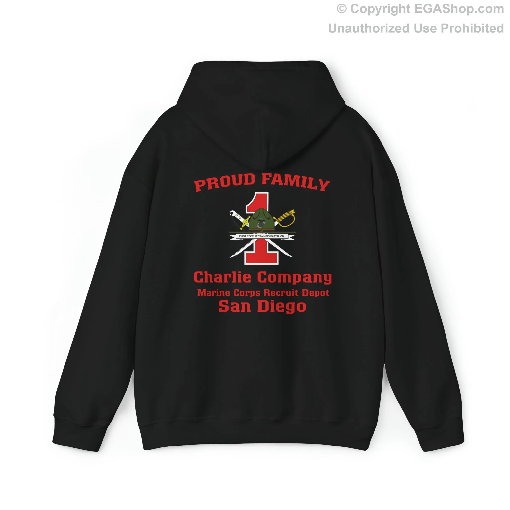 Hoodie: Charlie Co. MCRD San Diego (1st Battalion Crest on BACK)