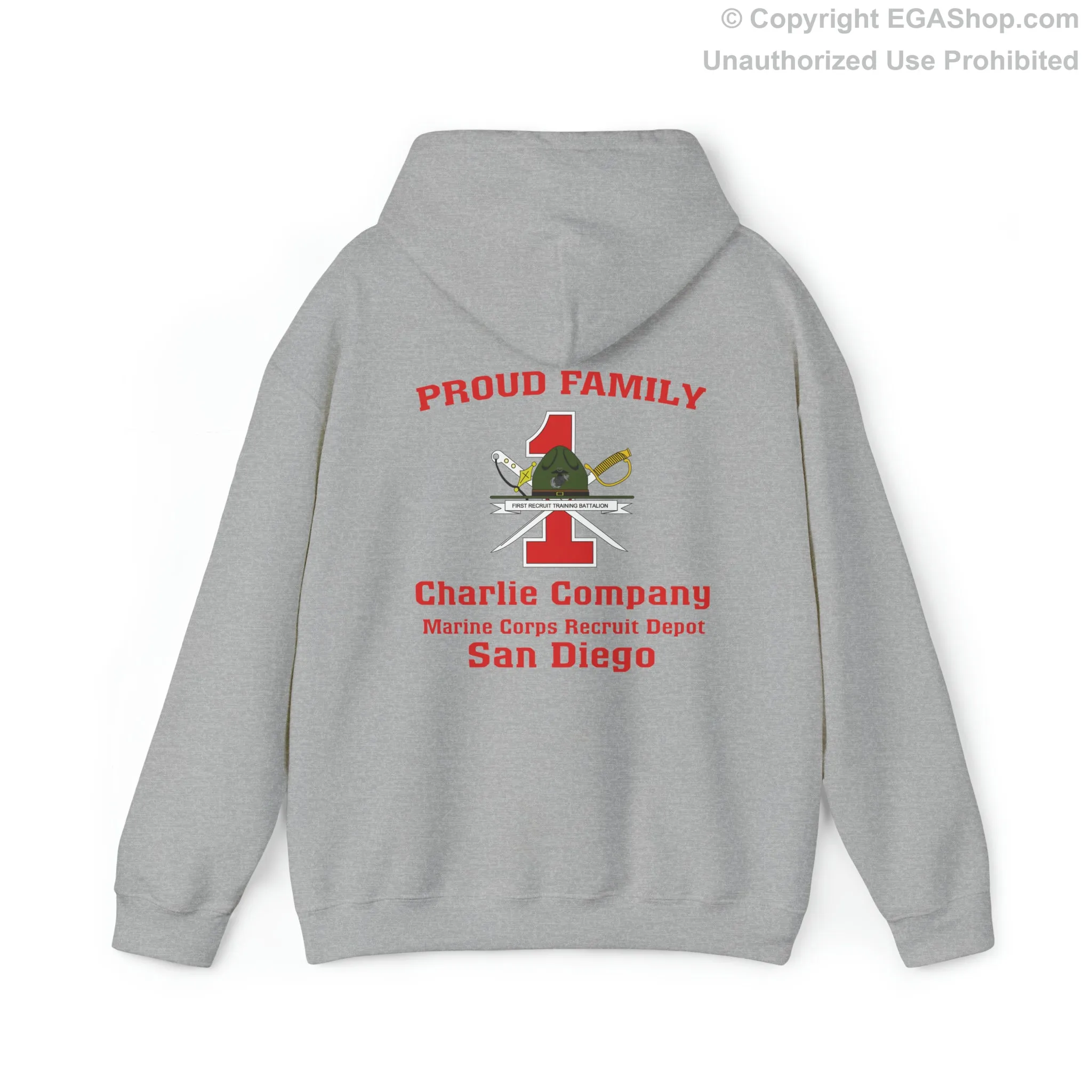 Hoodie: Charlie Co. MCRD San Diego (1st Battalion Crest on BACK)