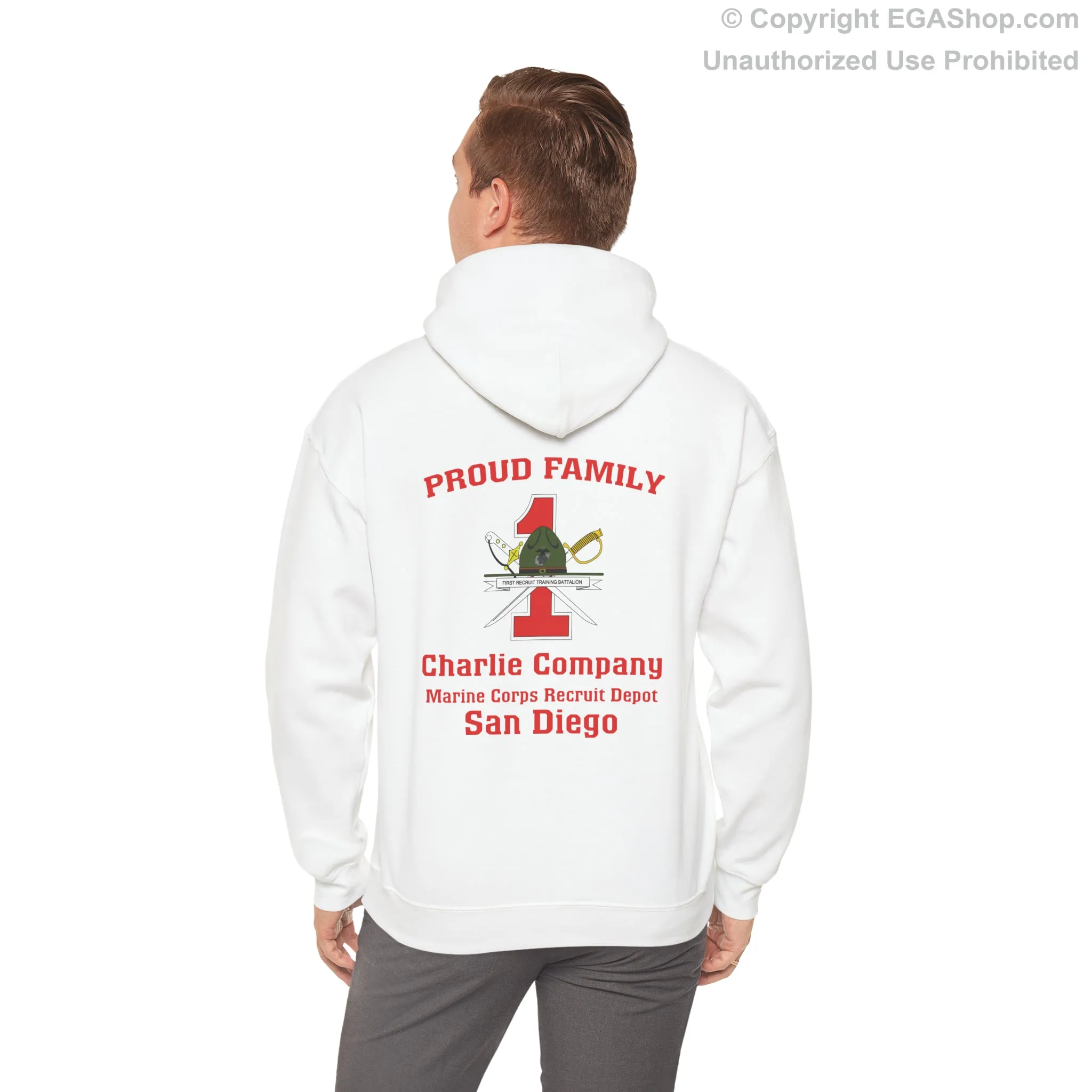 Hoodie: Charlie Co. MCRD San Diego (1st Battalion Crest on BACK)