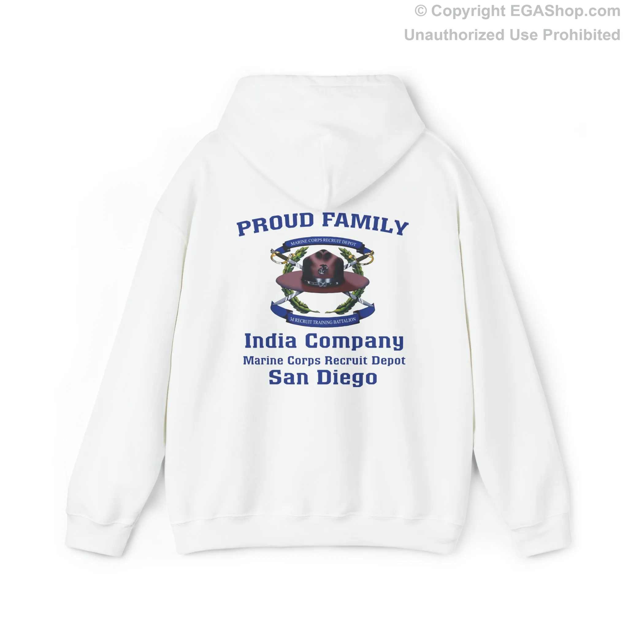 Hoodie: India Co. MCRD San Diego (3rd Battalion Crest on BACK)