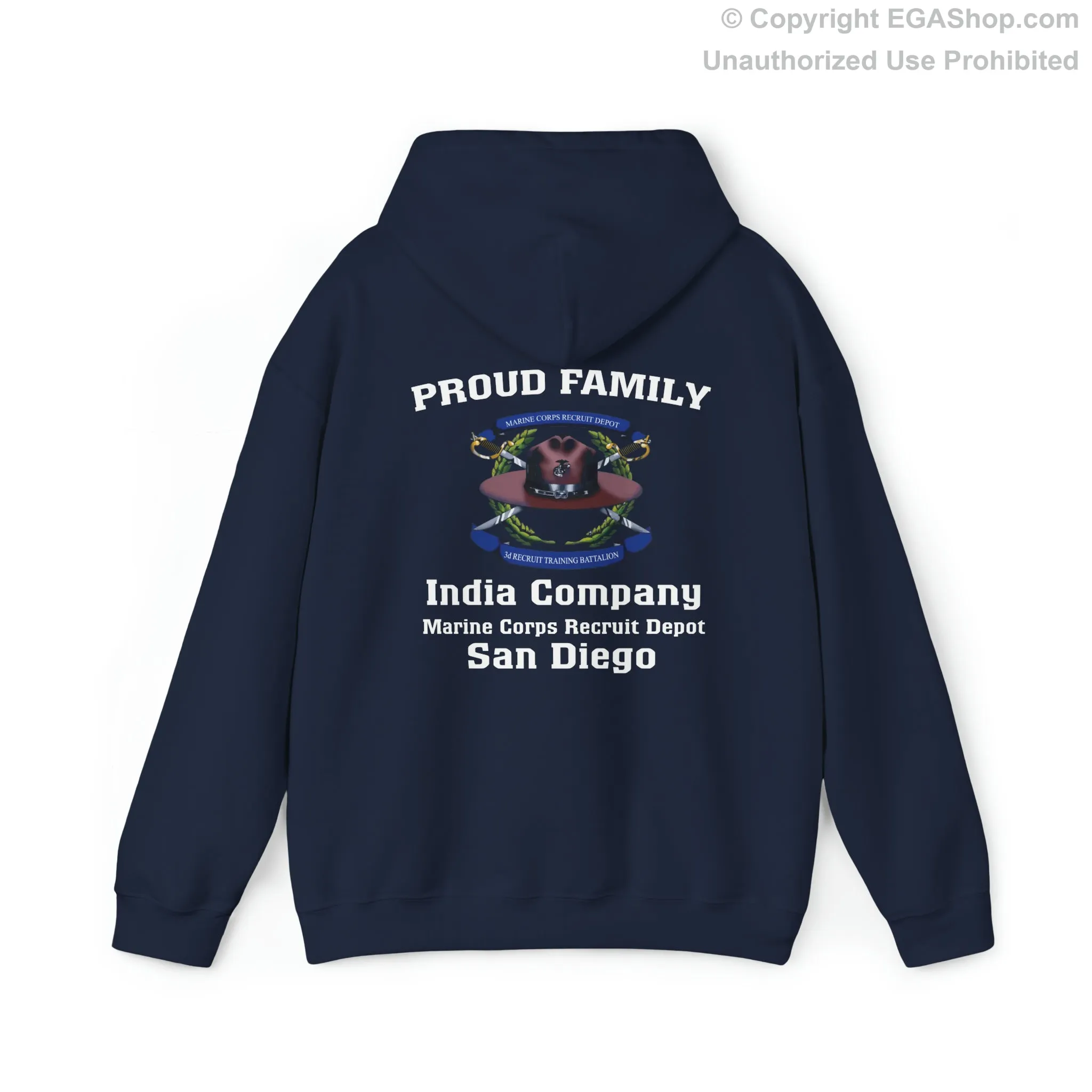 Hoodie: India Co. MCRD San Diego (3rd Battalion Crest on BACK)