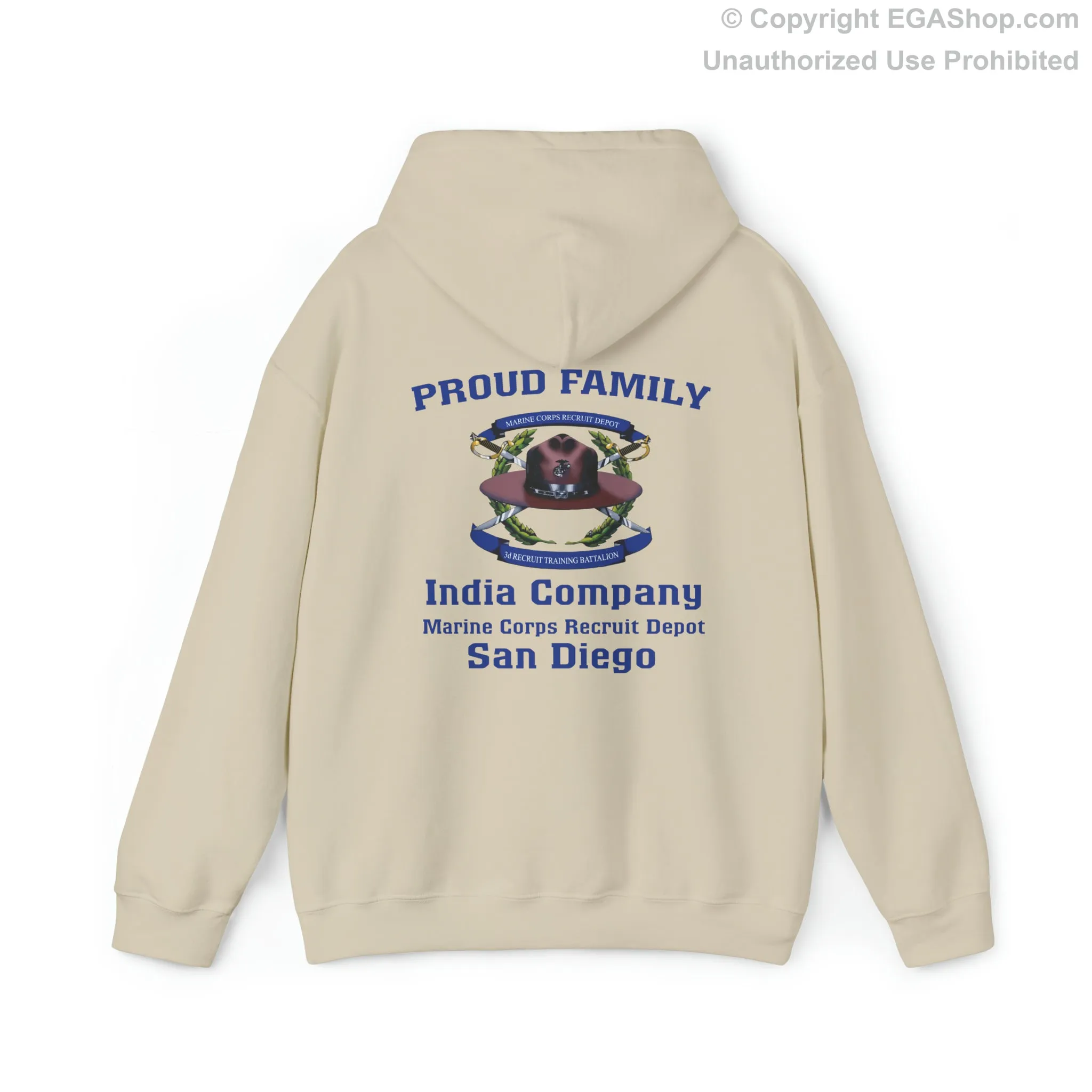 Hoodie: India Co. MCRD San Diego (3rd Battalion Crest on BACK)