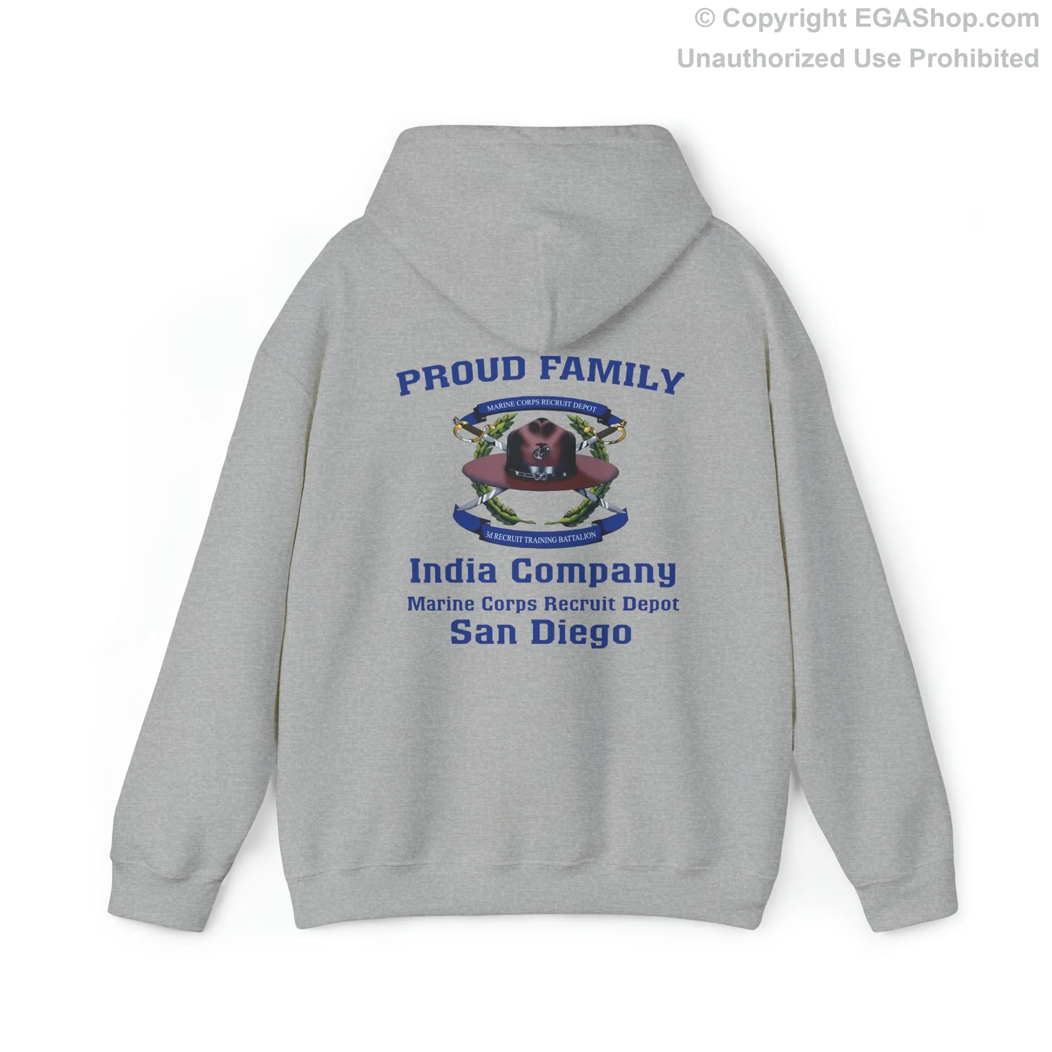 Hoodie: India Co. MCRD San Diego (3rd Battalion Crest on BACK)