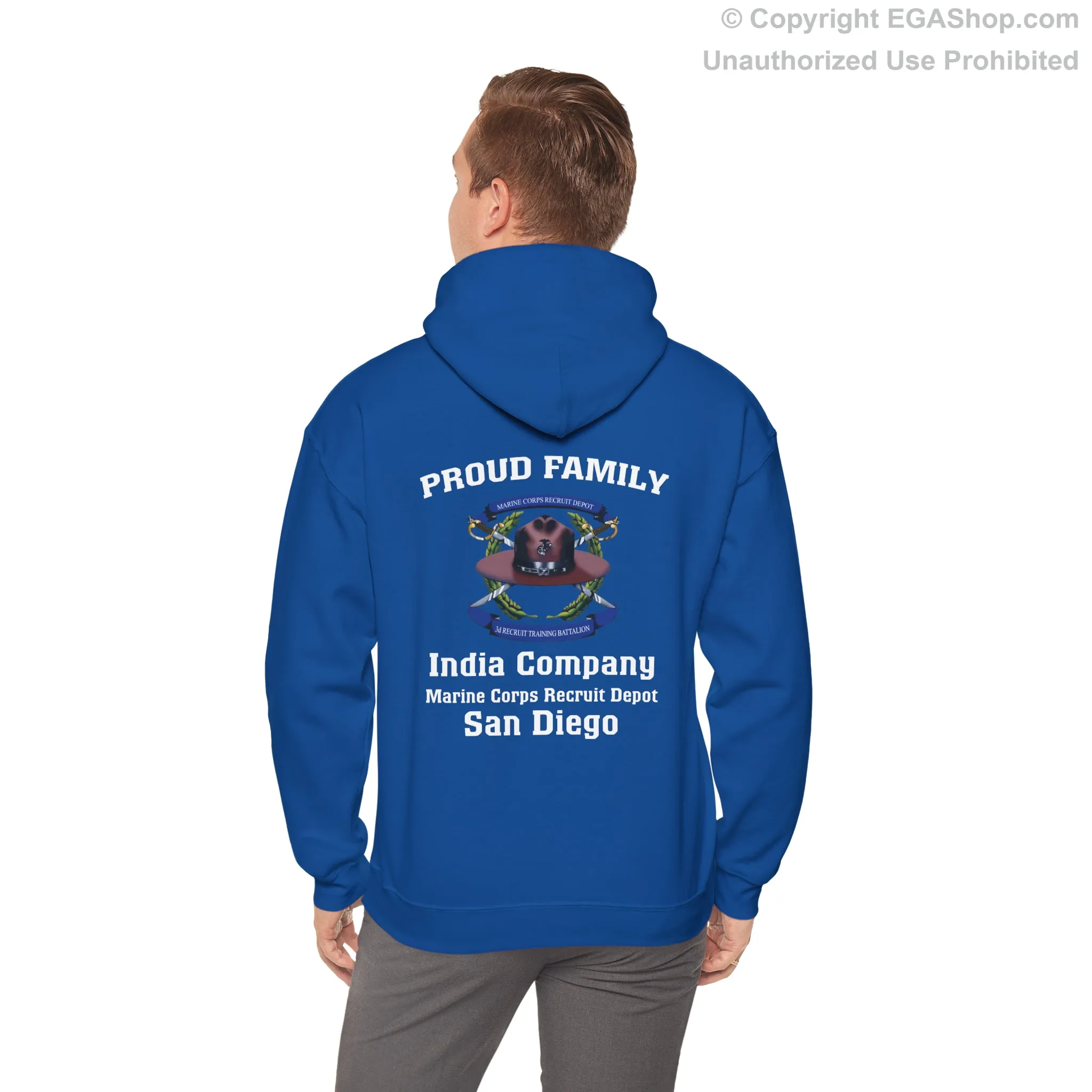 Hoodie: India Co. MCRD San Diego (3rd Battalion Crest on BACK)