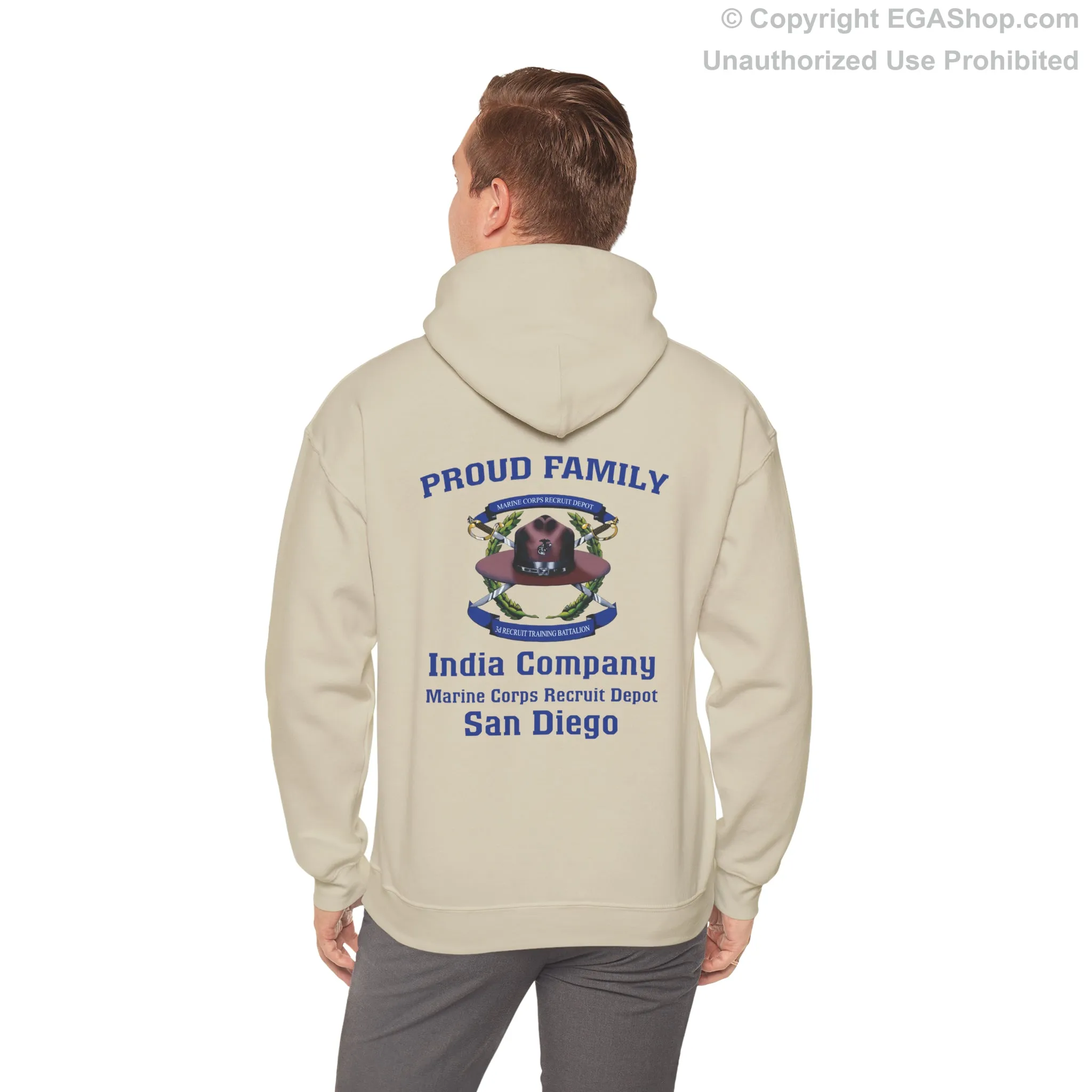 Hoodie: India Co. MCRD San Diego (3rd Battalion Crest on BACK)