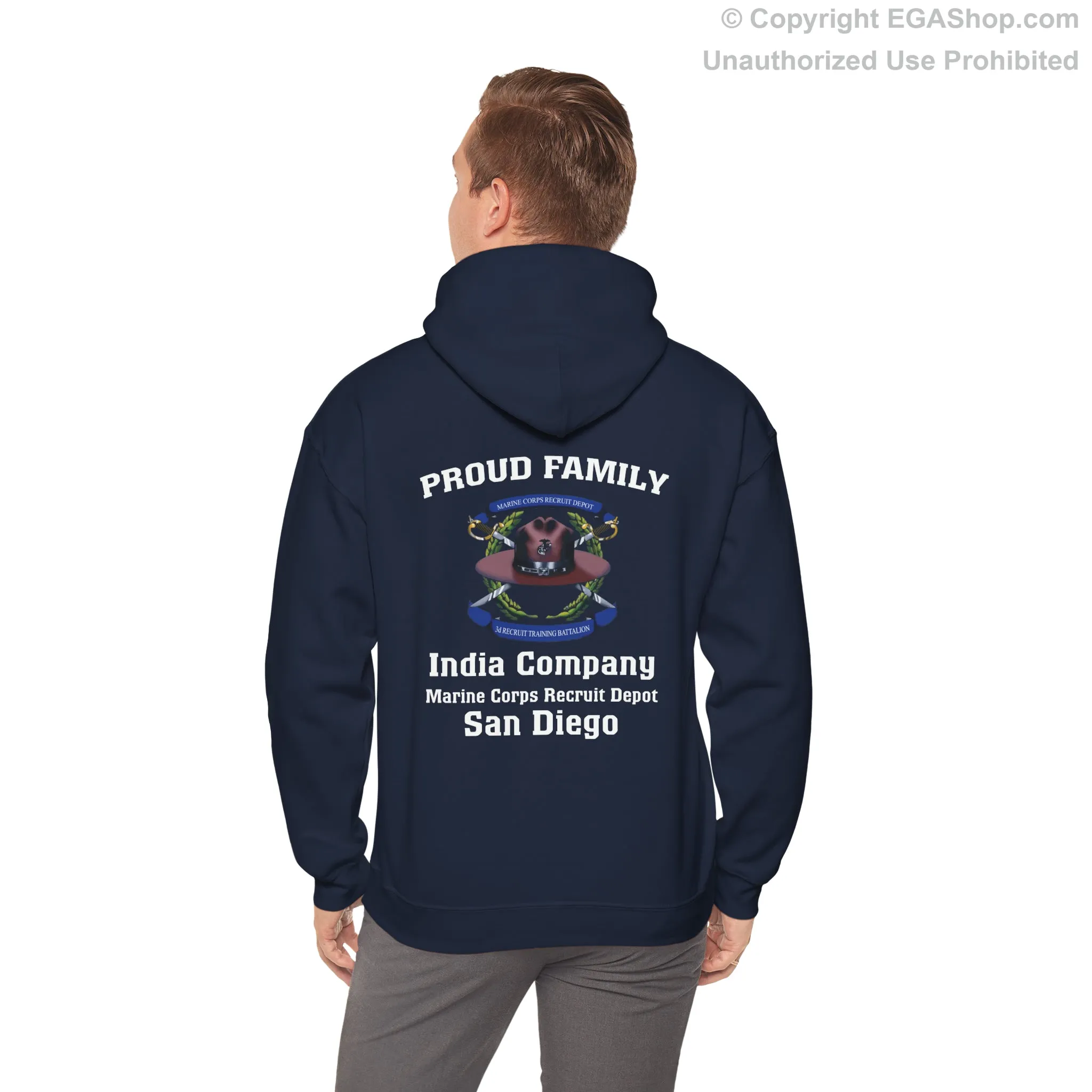 Hoodie: India Co. MCRD San Diego (3rd Battalion Crest on BACK)