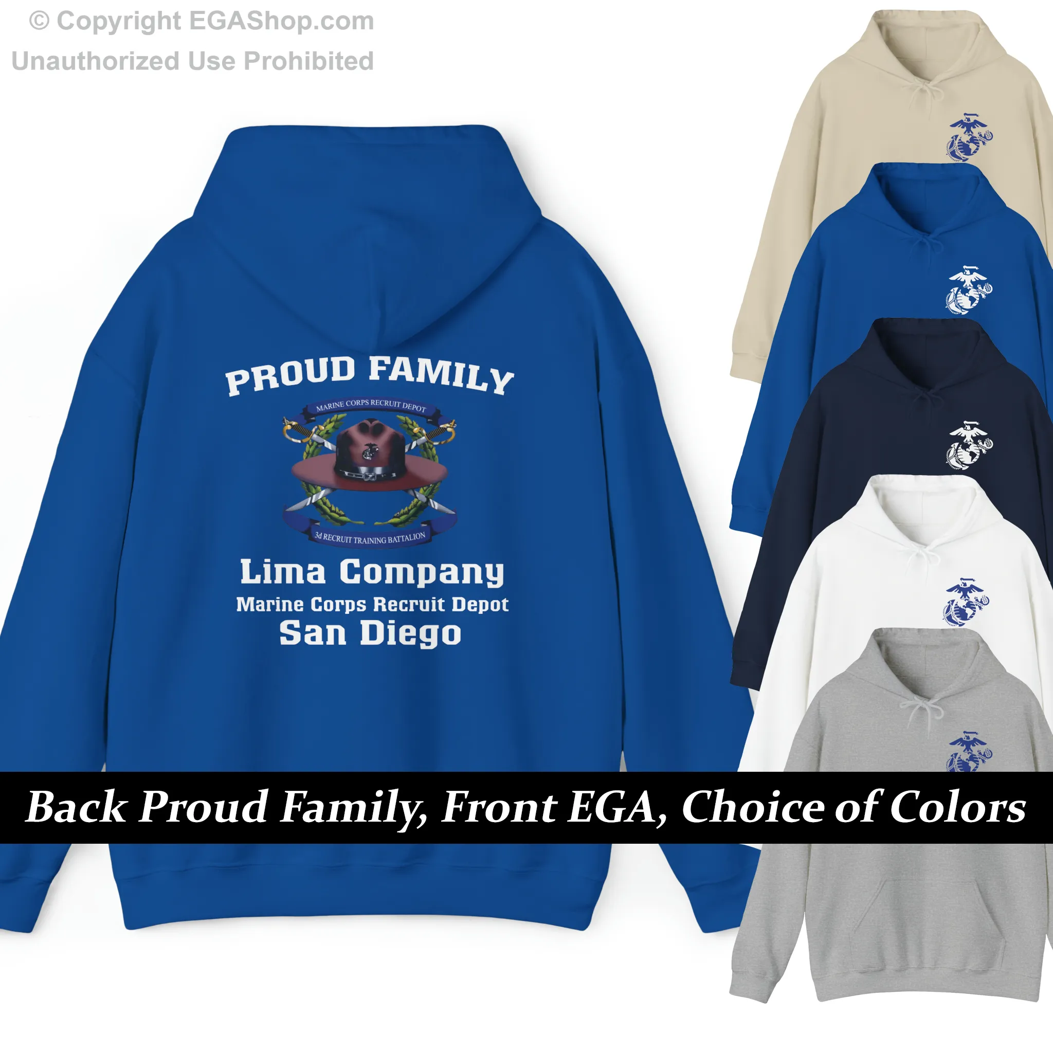 Hoodie: Lima Co. MCRD San Diego (3rd Battalion Crest on BACK)