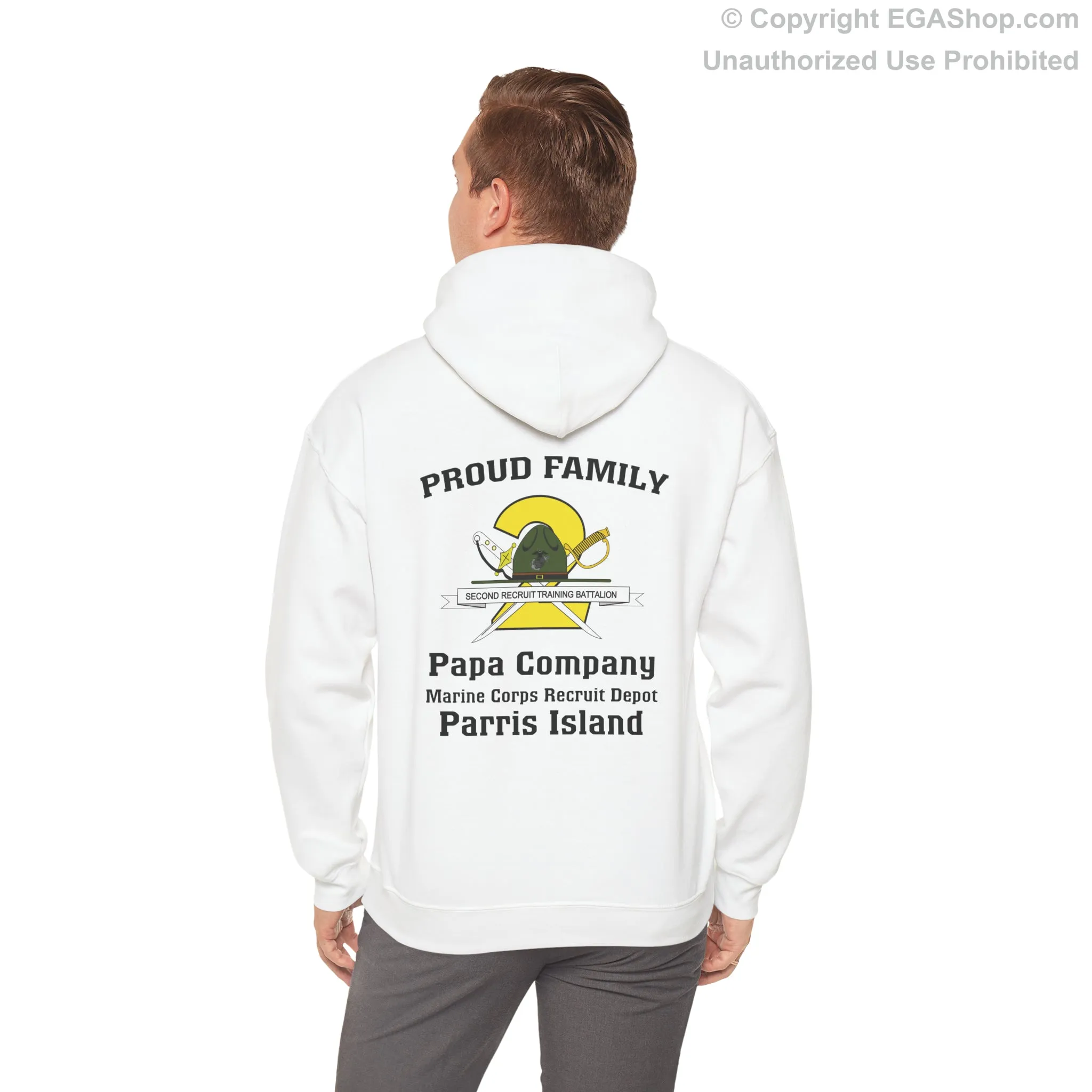 Hoodie: Papa Co. MCRD Parris Island (2nd Battalion Crest on BACK)