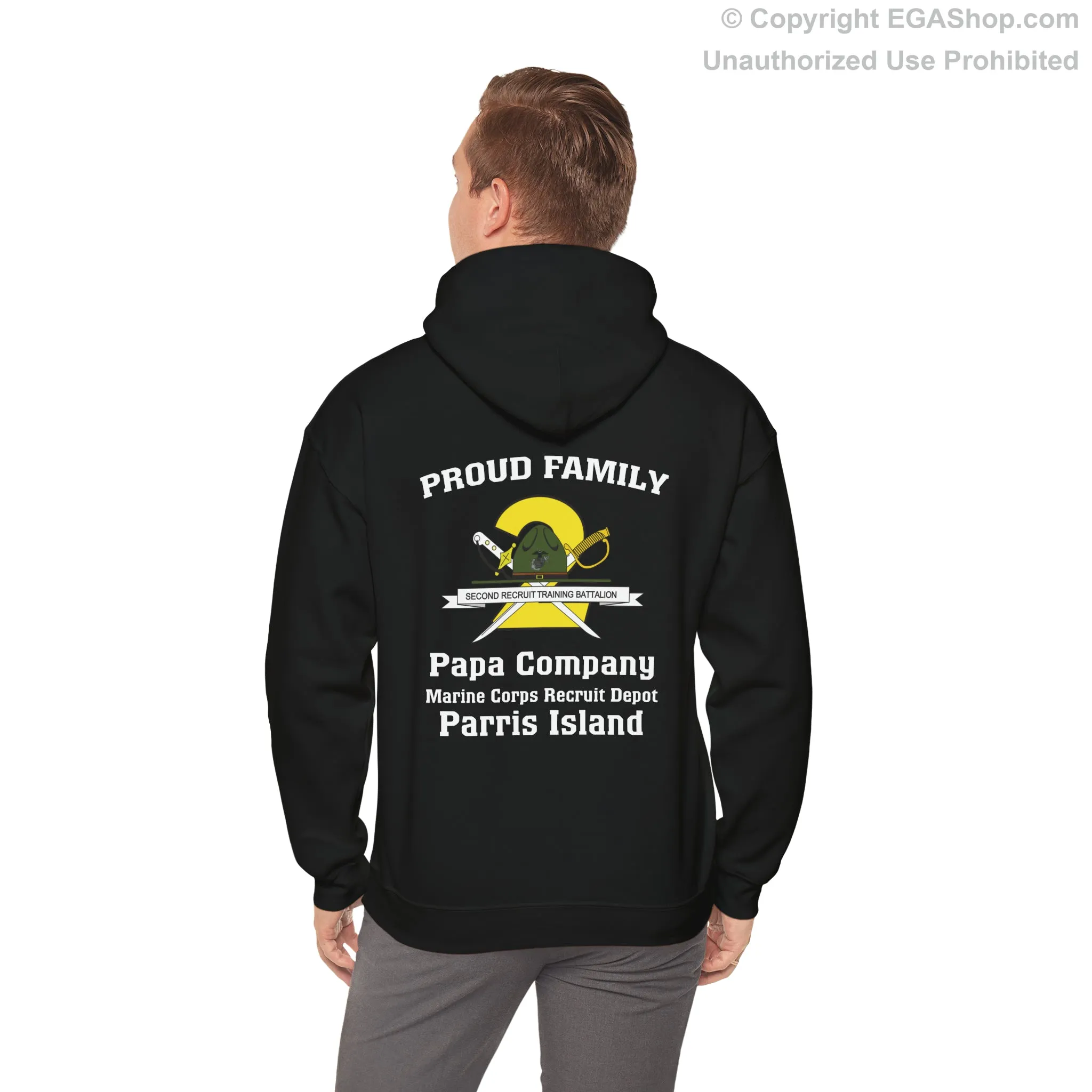 Hoodie: Papa Co. MCRD Parris Island (2nd Battalion Crest on BACK)