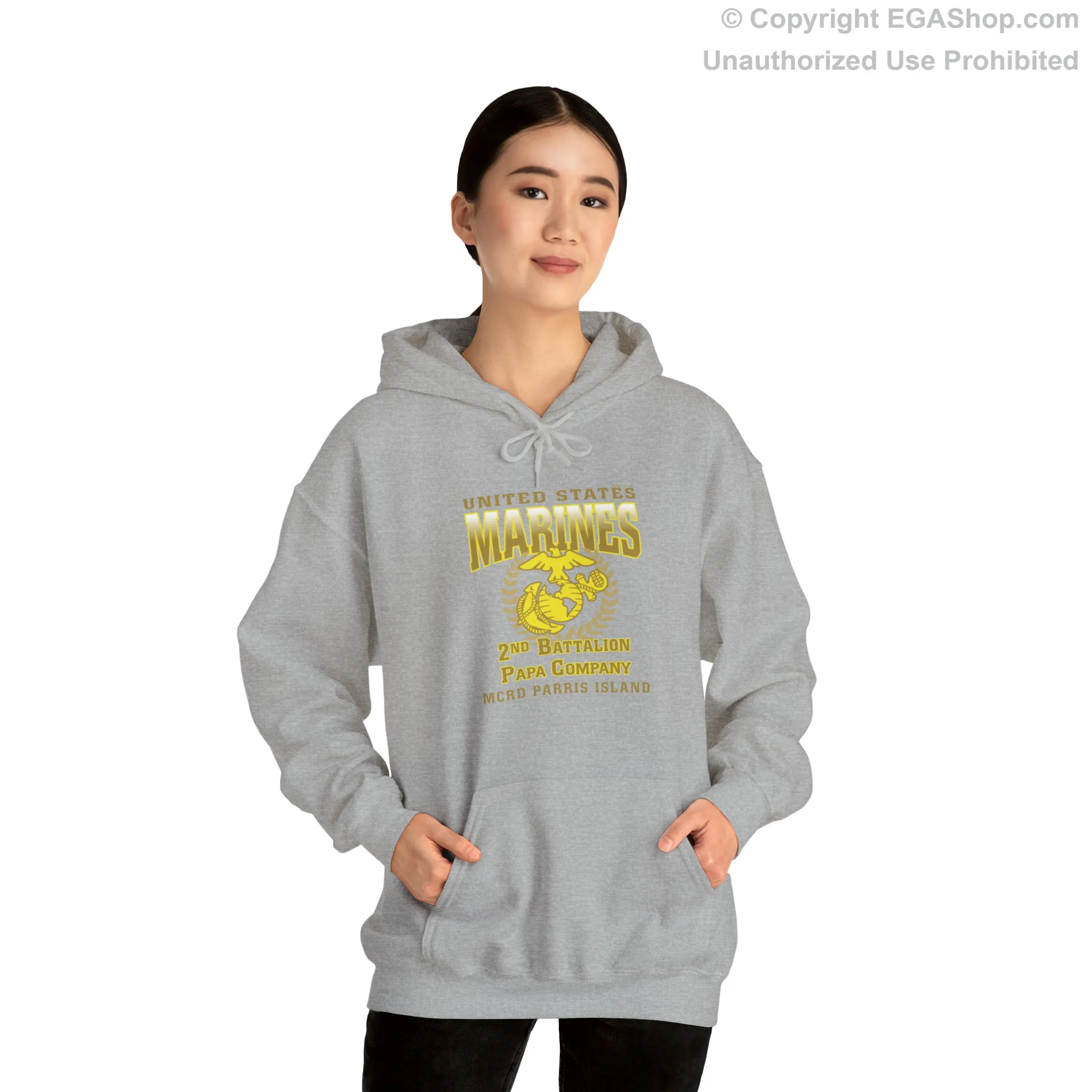 Hoodie: Papa Co. MCRD Parris Island (EGA   Back Proud Family)