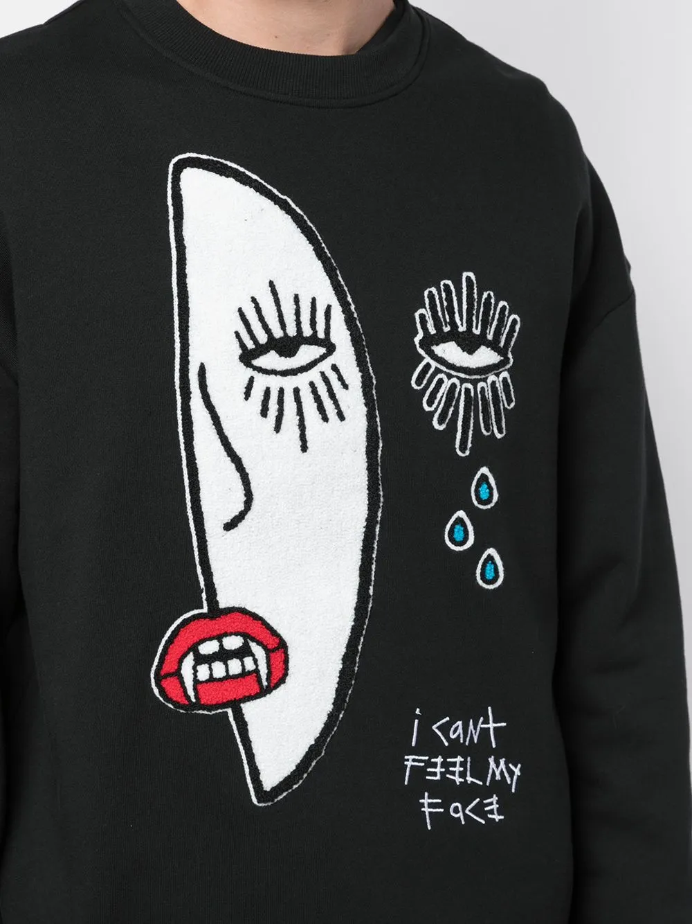 I CANT FEEL MY FACE DROP SHOULDER CREWNECK BLACK