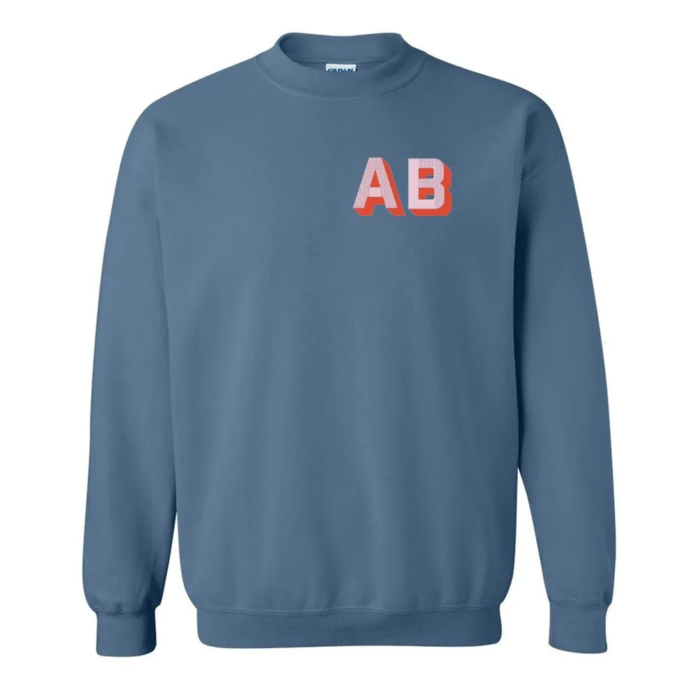 Initialed Shadow Block Letters Crewneck Sweatshirt