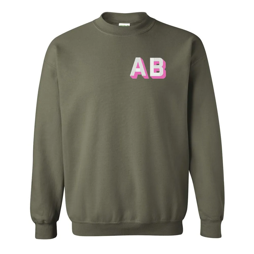 Initialed Shadow Block Letters Crewneck Sweatshirt