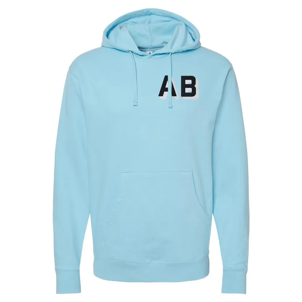 Initialed Shadow Block Letters Longer Length Hoodie