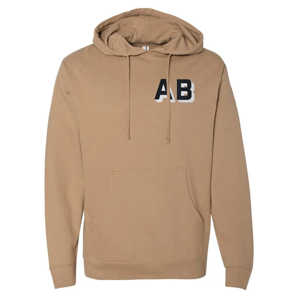 Initialed Shadow Block Letters Longer Length Hoodie