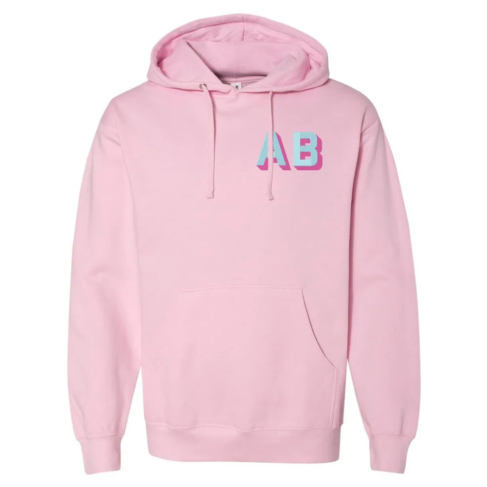 Initialed Shadow Block Letters Longer Length Hoodie