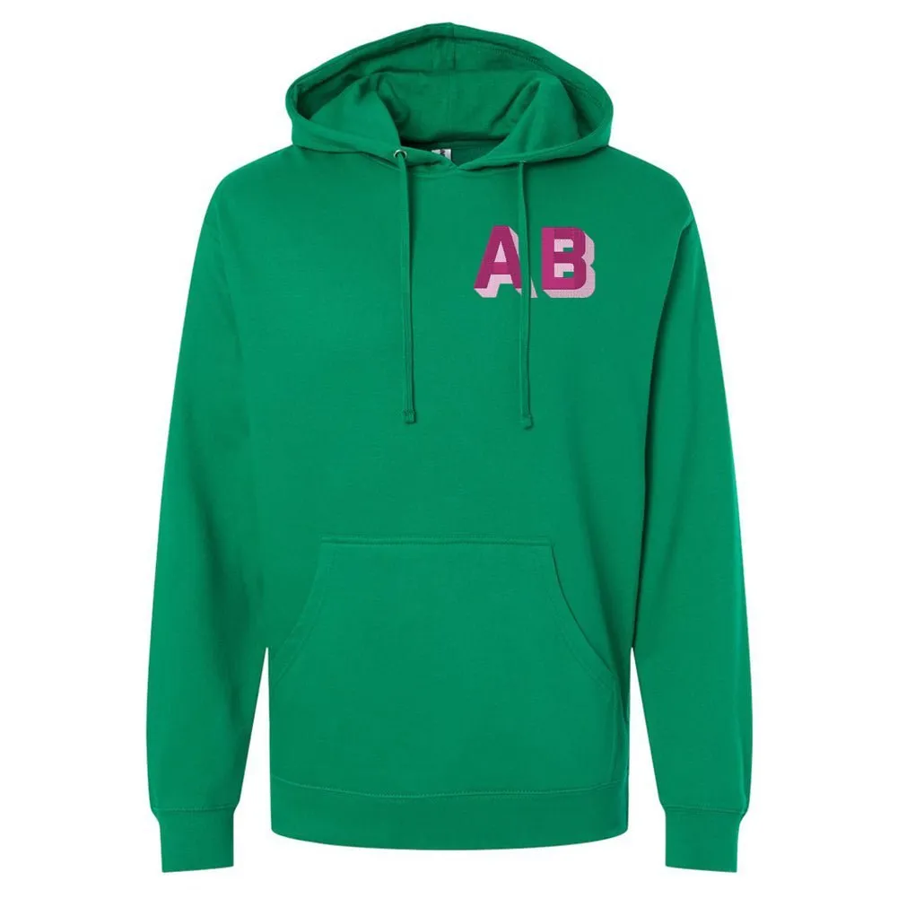 Initialed Shadow Block Letters Longer Length Hoodie