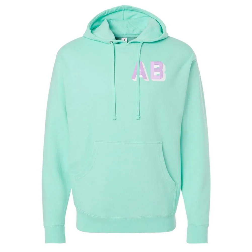 Initialed Shadow Block Letters Longer Length Hoodie