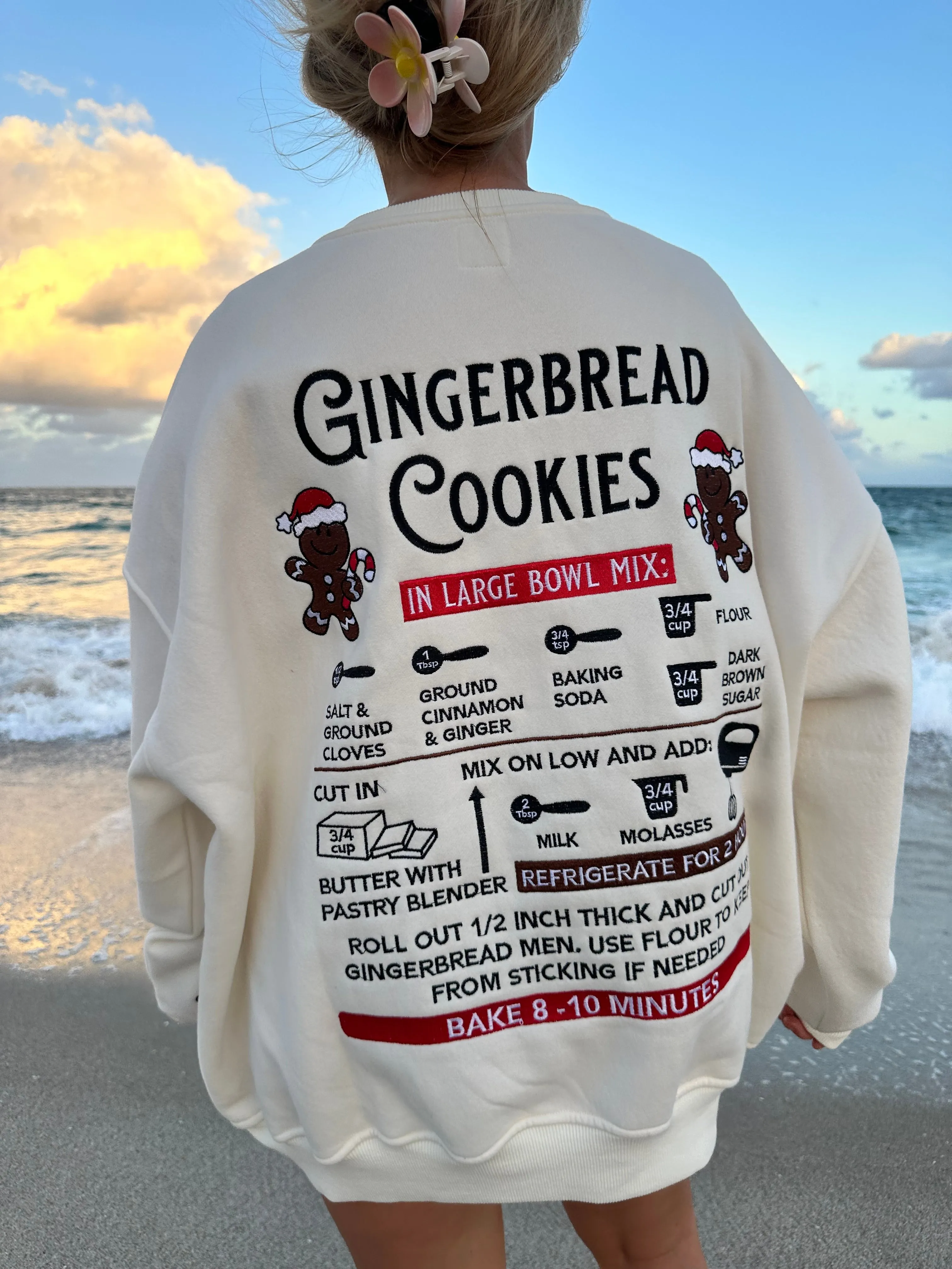 Ivory Gingerbread Recipe Christmas Embroider Sweatshirt