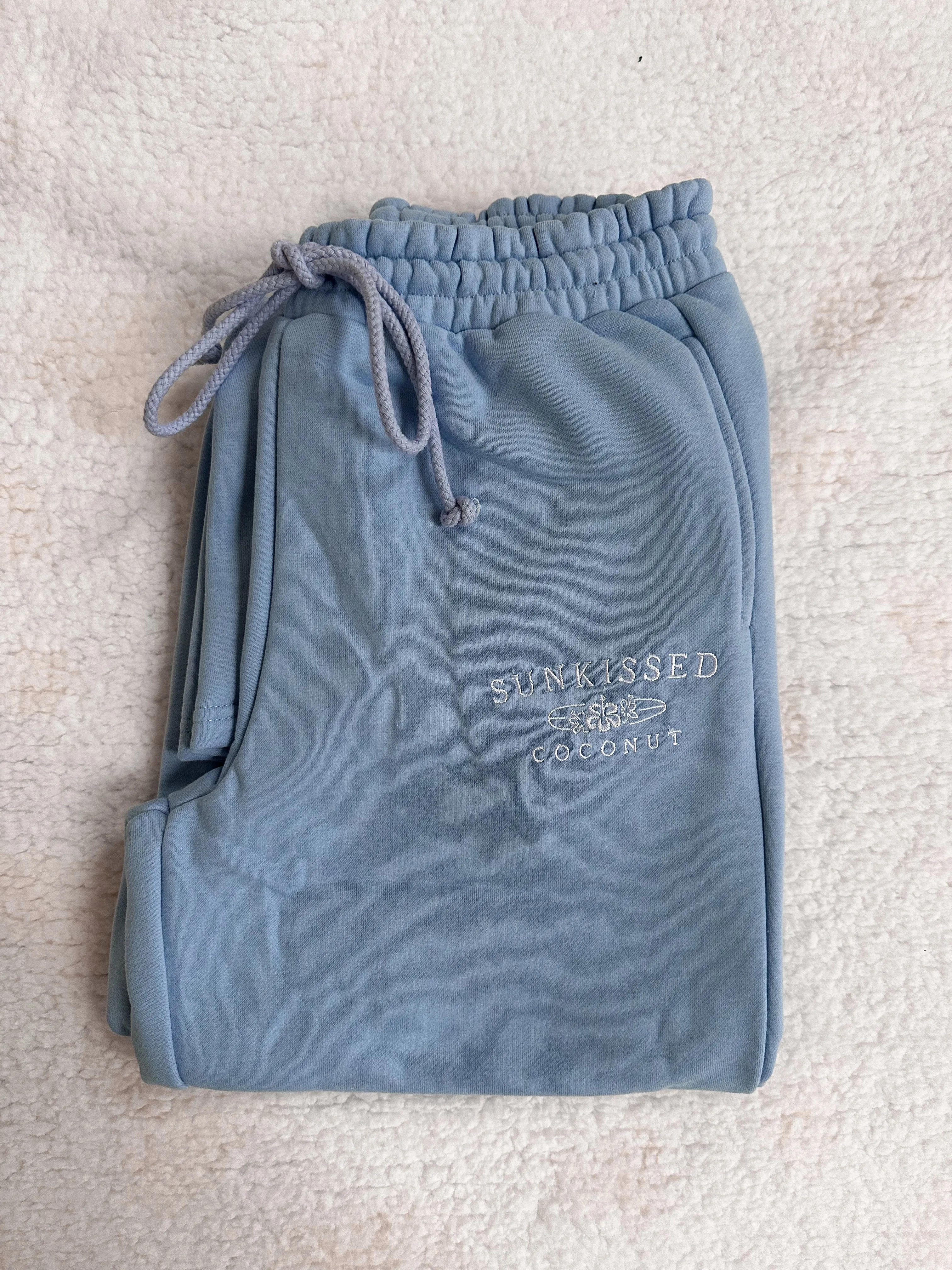 Jess Ocean Blue Embroider Sunkissedcoconut Sweatpants