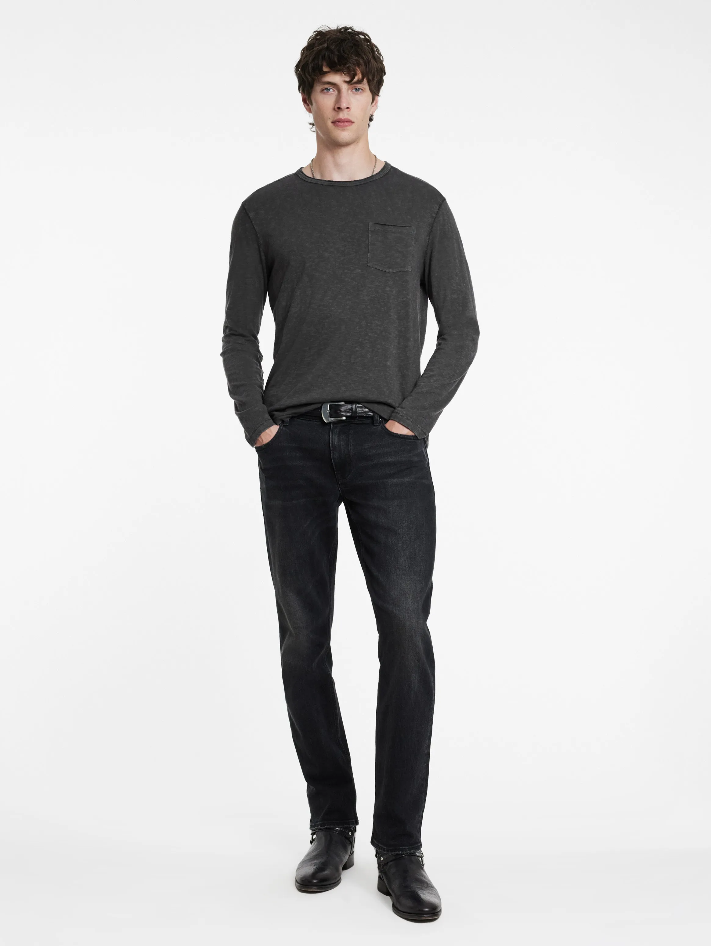 John Varvatos Crew With T-Hue Dye | Carbon Grey