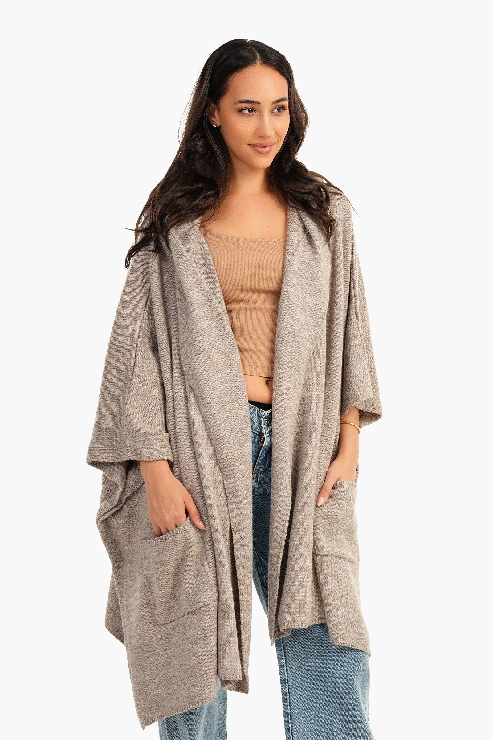 Knitted Hooded Poncho