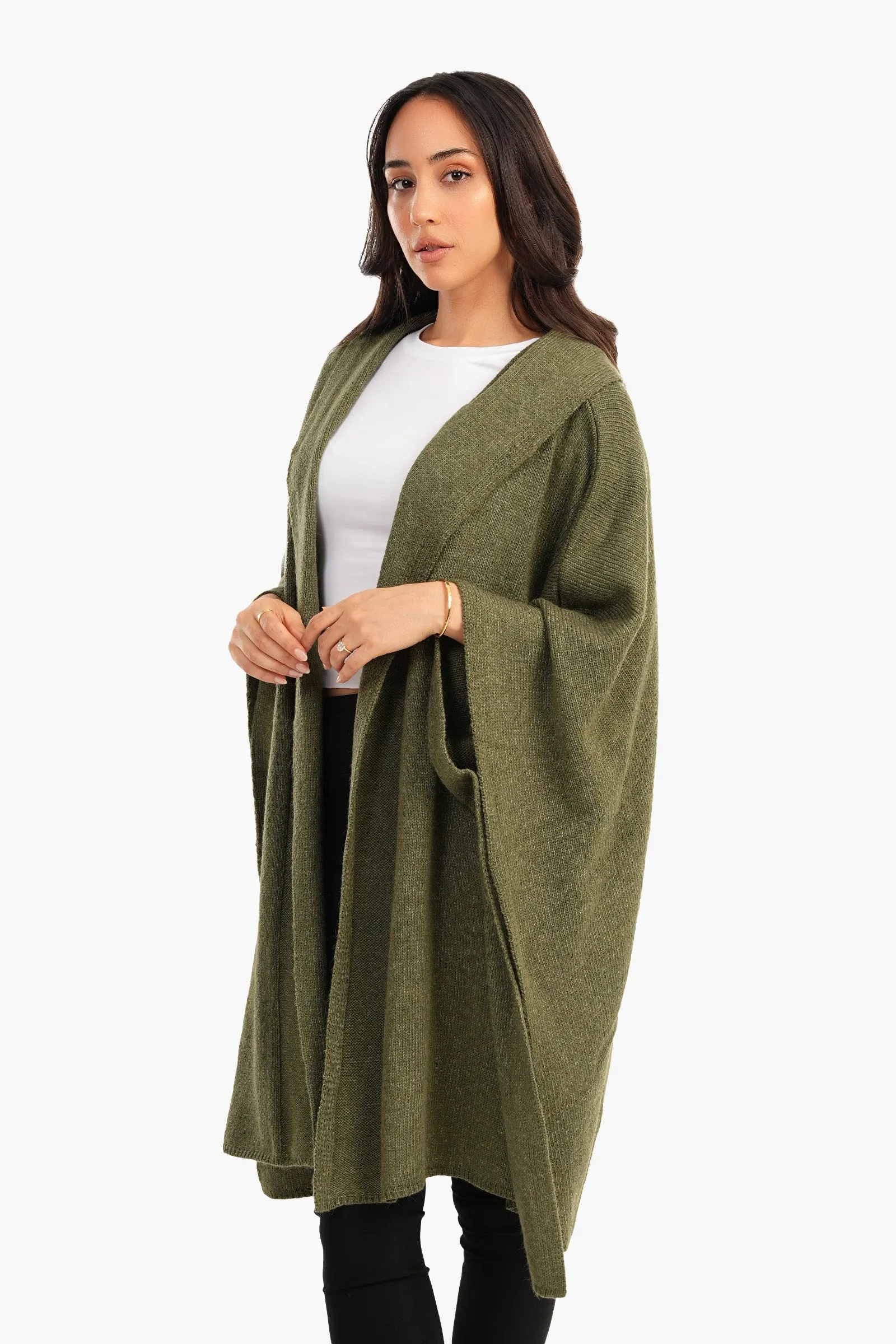 Knitted Hooded Poncho