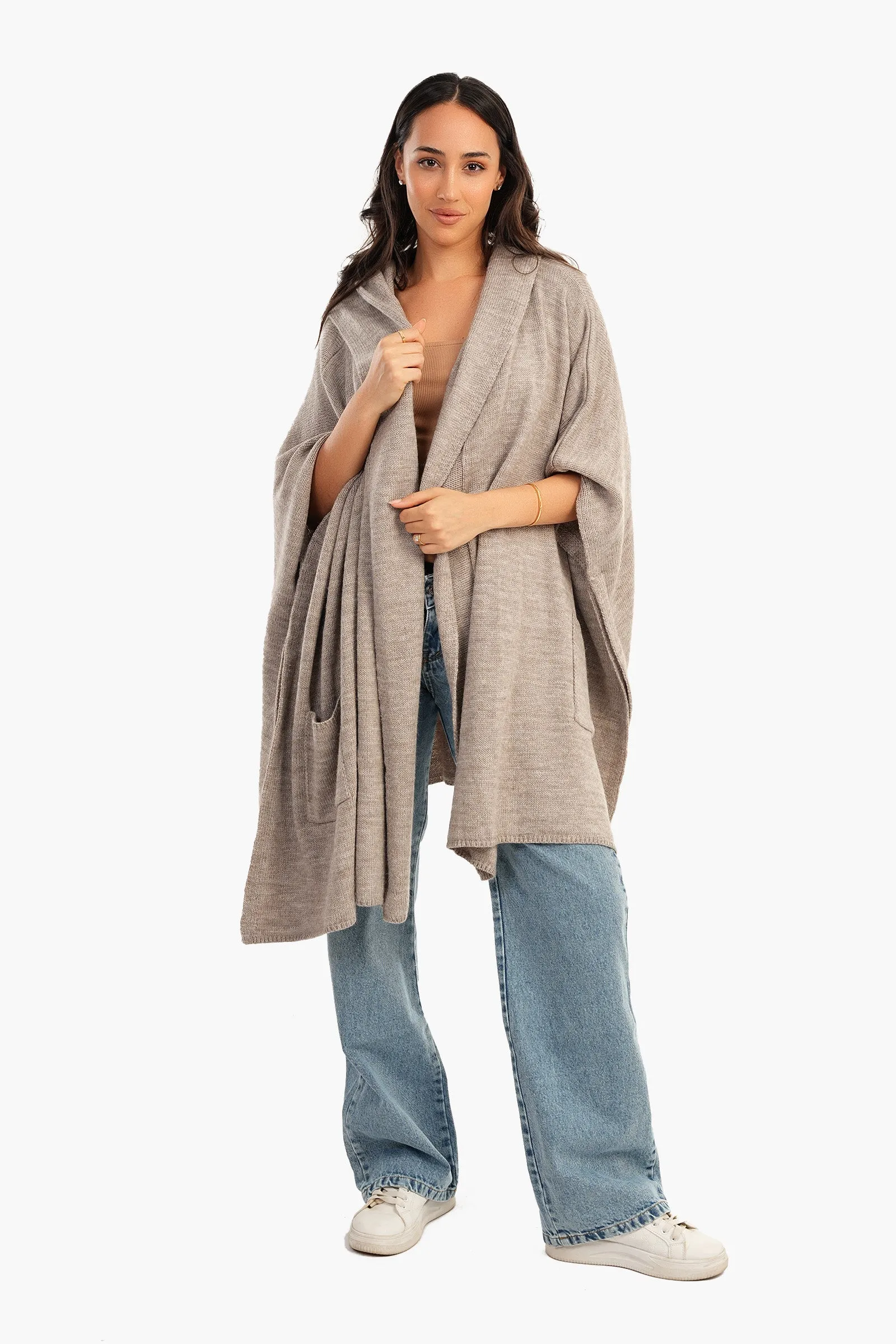 Knitted Hooded Poncho