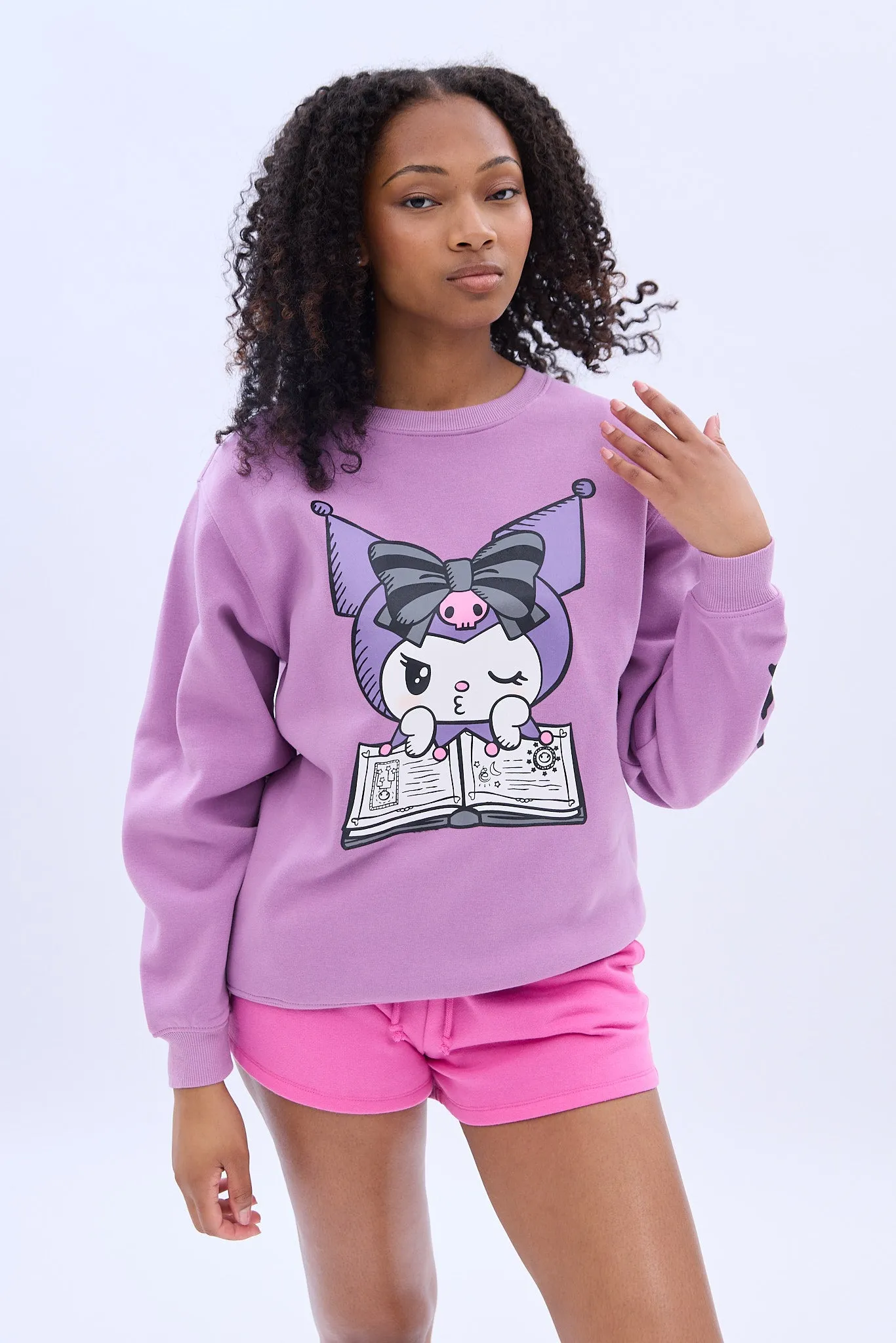 Kuromi Wink Graphic Crew Neck Sweatshirt