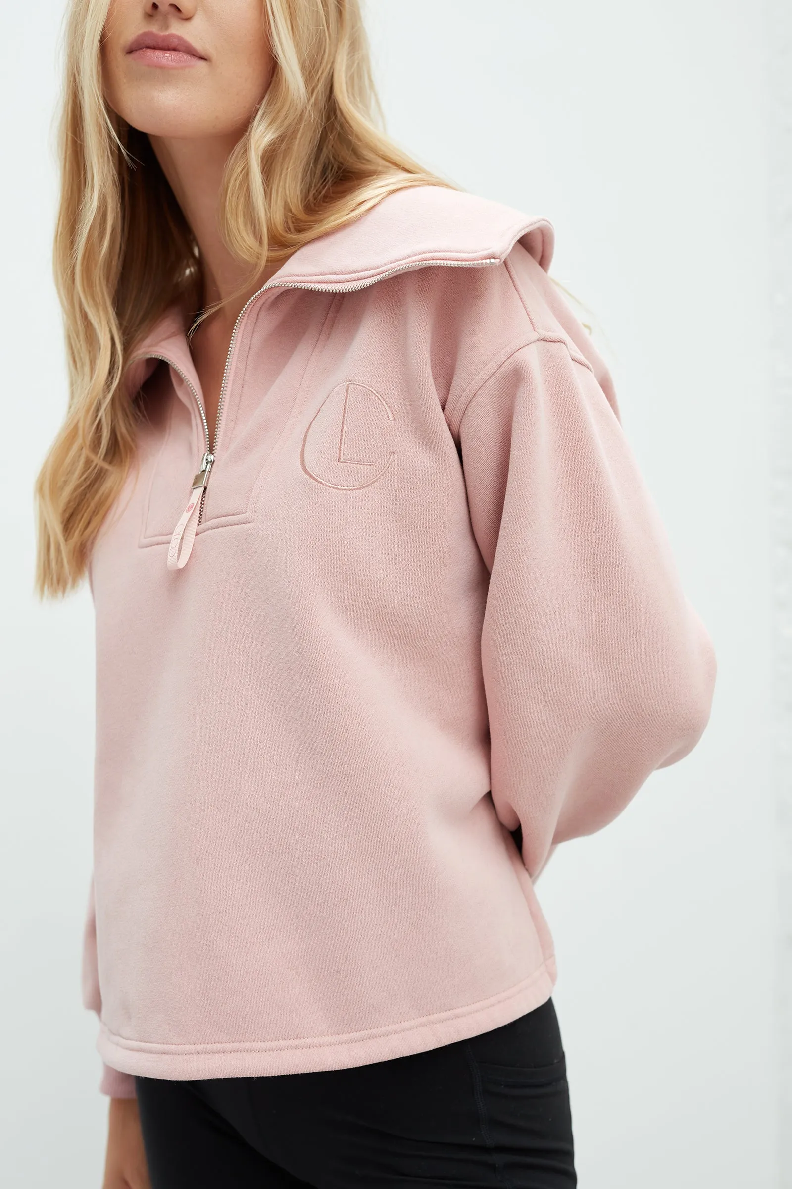 Laila Half-Zip Sweatshirt - Dusty Pink