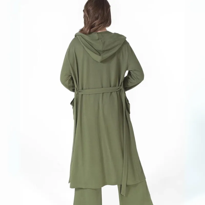 LatteLove Hooded Robe with Pockets Olivine