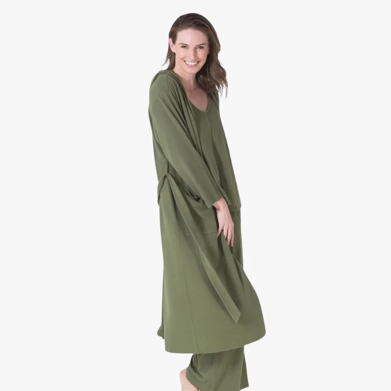 LatteLove Hooded Robe with Pockets Olivine