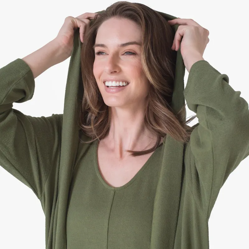 LatteLove Hooded Robe with Pockets Olivine