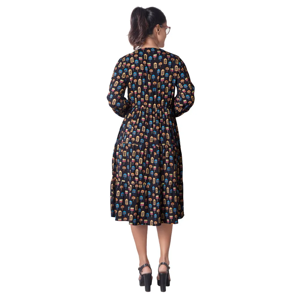 Little Libraries Long Sleeve Frill Dress