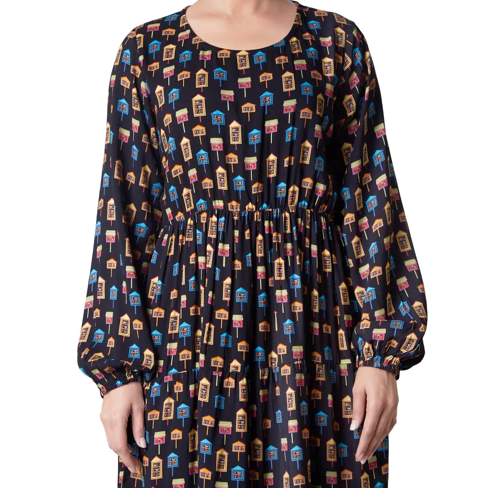 Little Libraries Long Sleeve Frill Dress