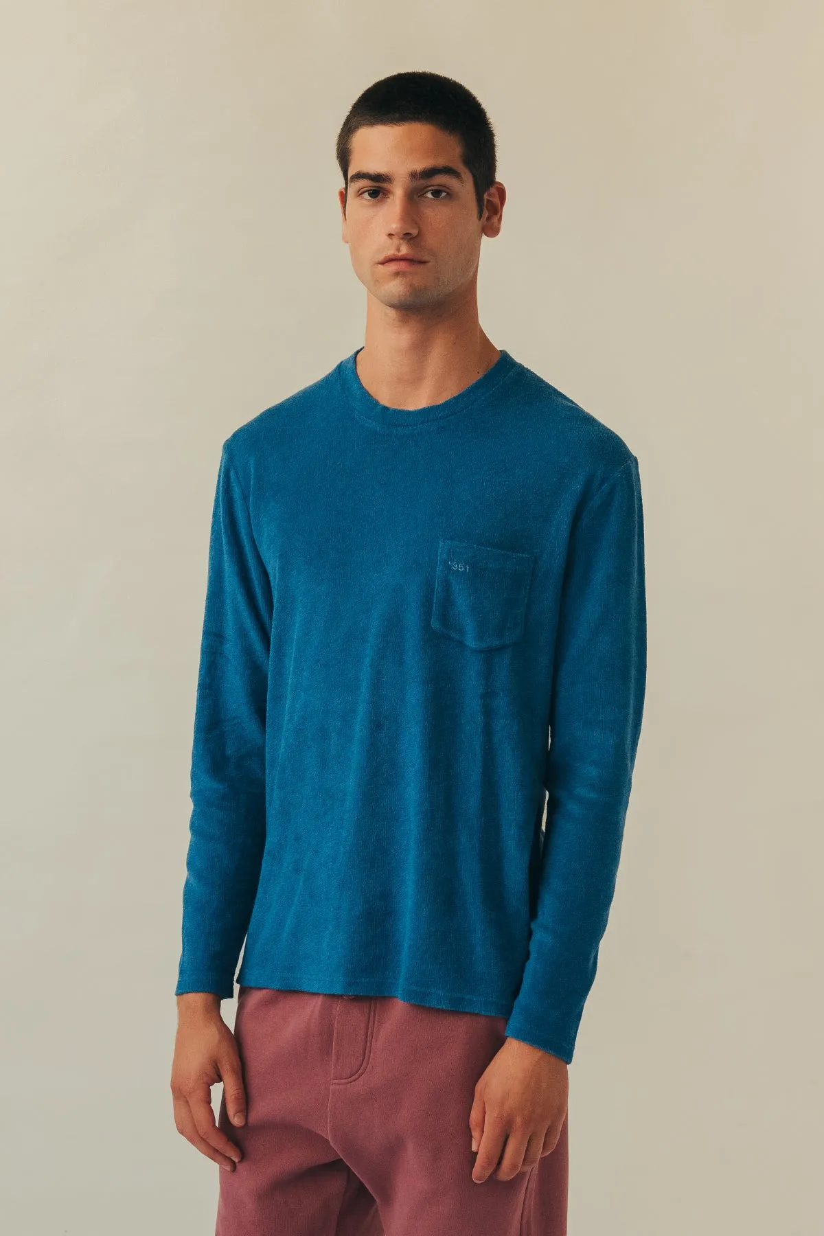 LONG SLEEVE TERRY STEEL BLUE