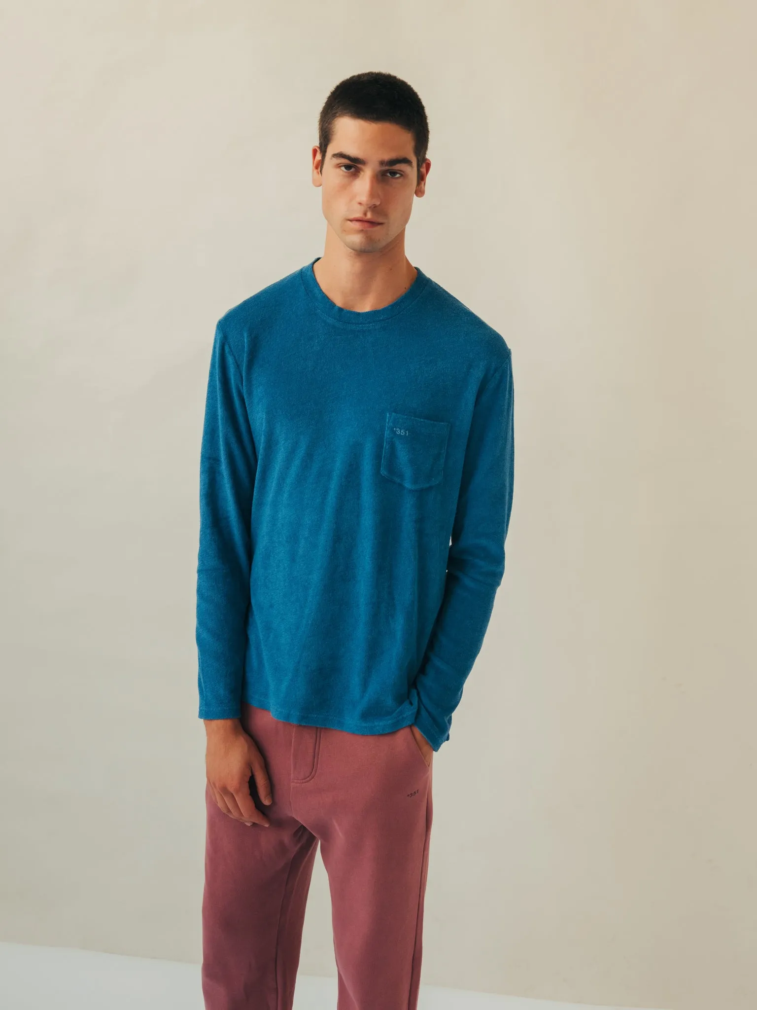 LONG SLEEVE TERRY STEEL BLUE