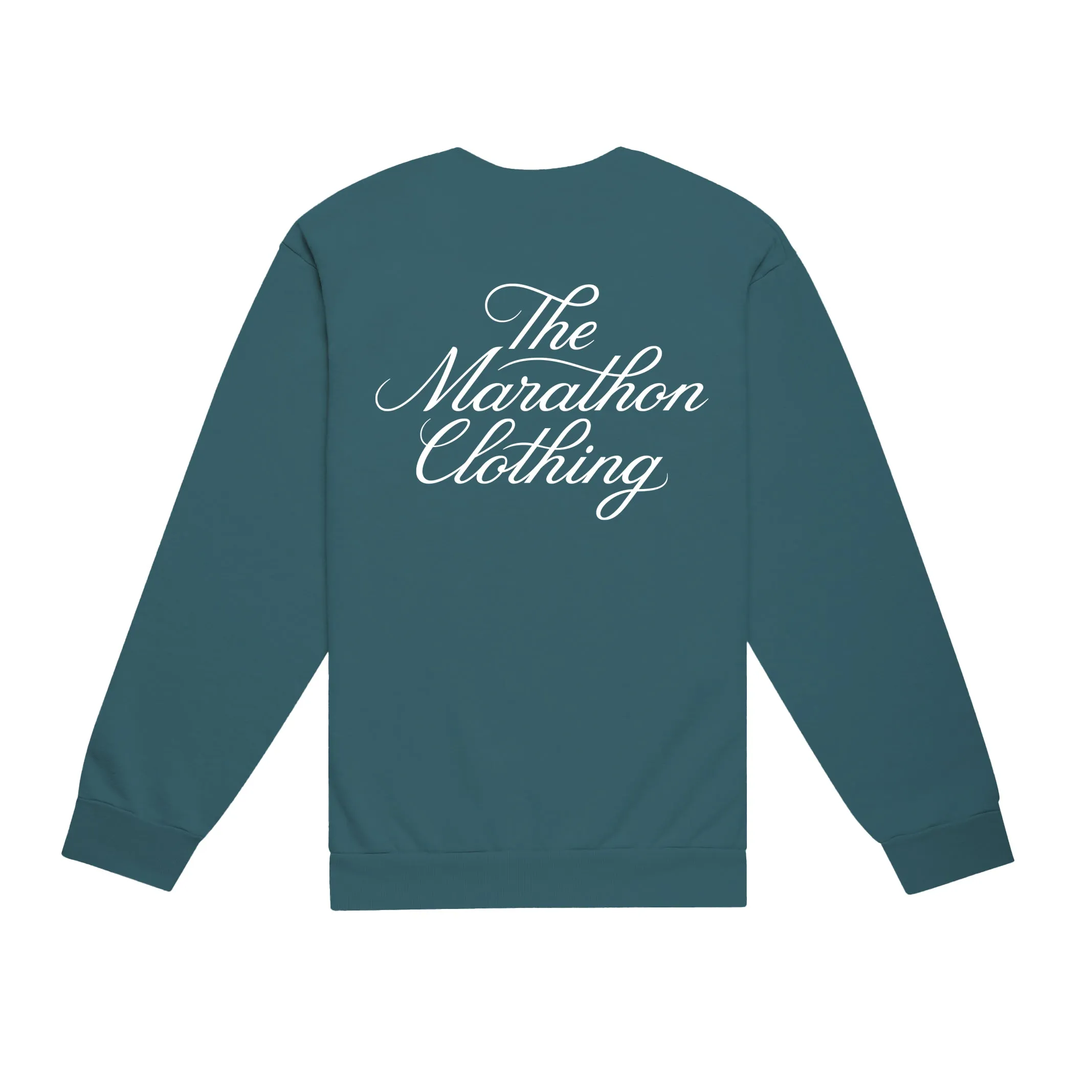 Marathon 3D Embroidered Stacked Script Crewneck - Dragonfly/White