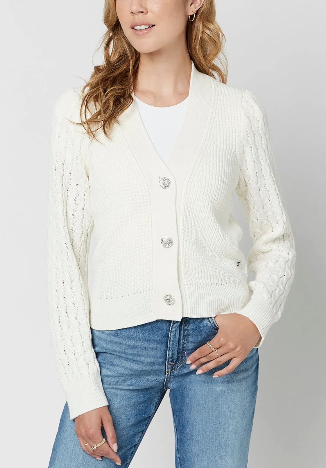 Mercedes Cableknit Sleeve Women's Cardigan - SW0587H