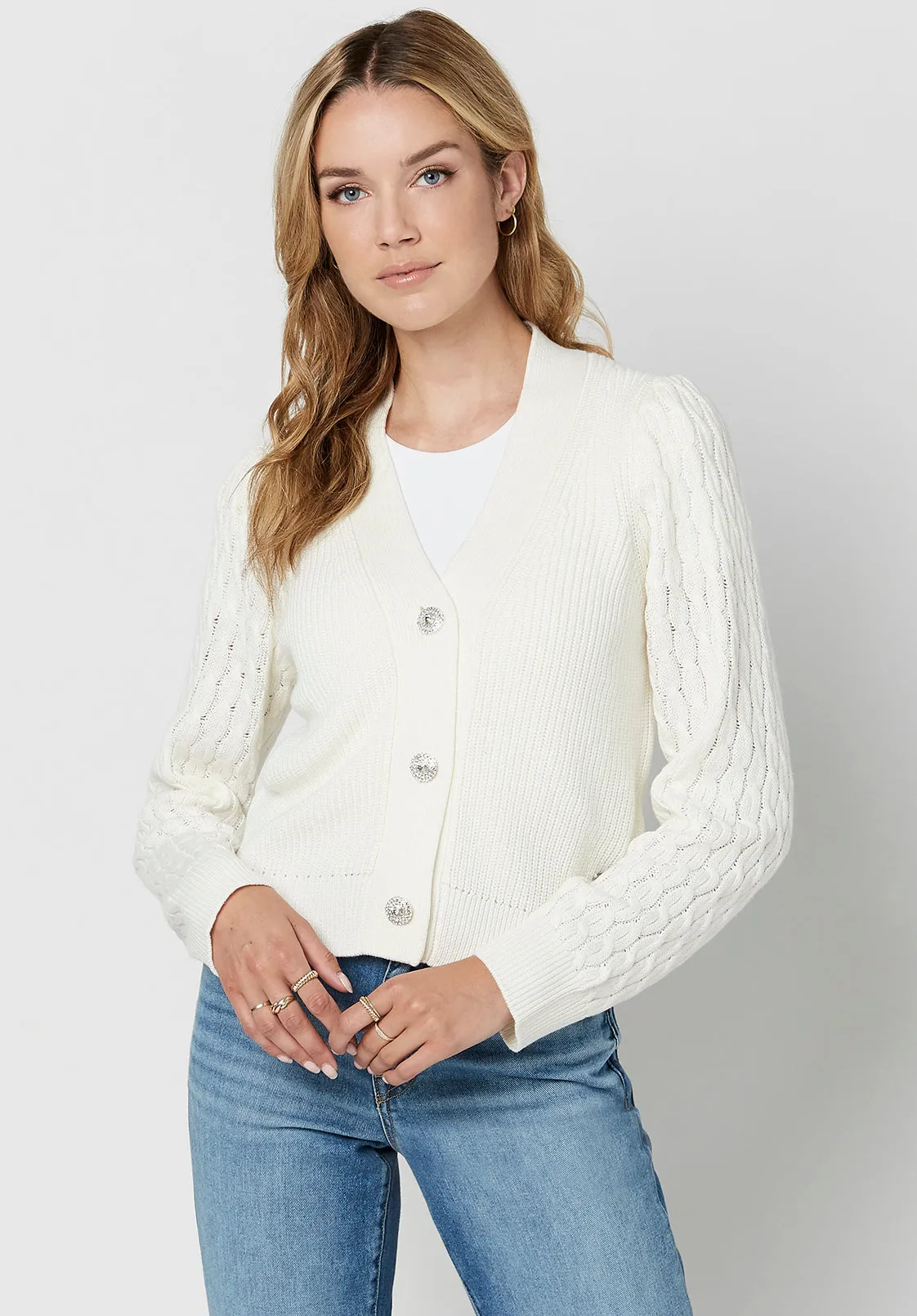 Mercedes Cableknit Sleeve Women's Cardigan - SW0587H