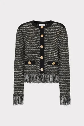 Metallic Textured Fringe Cardigan