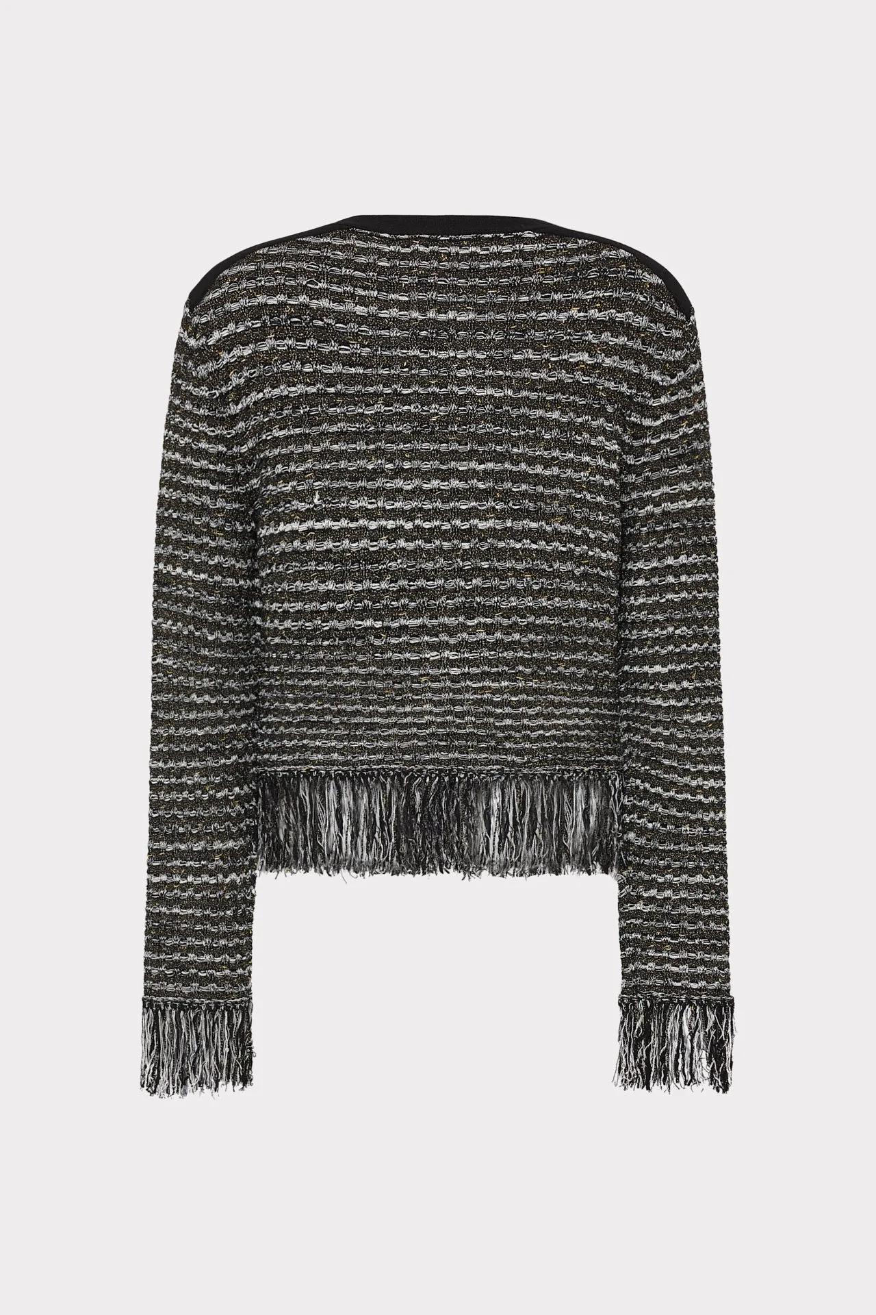 Metallic Textured Fringe Cardigan