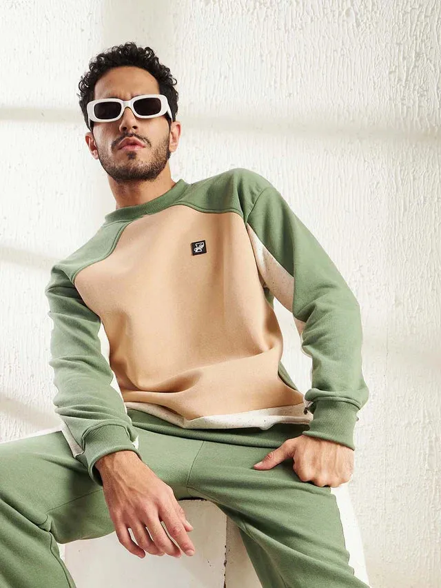 Mineral Green Cut And Sew Patched Sweatshirt