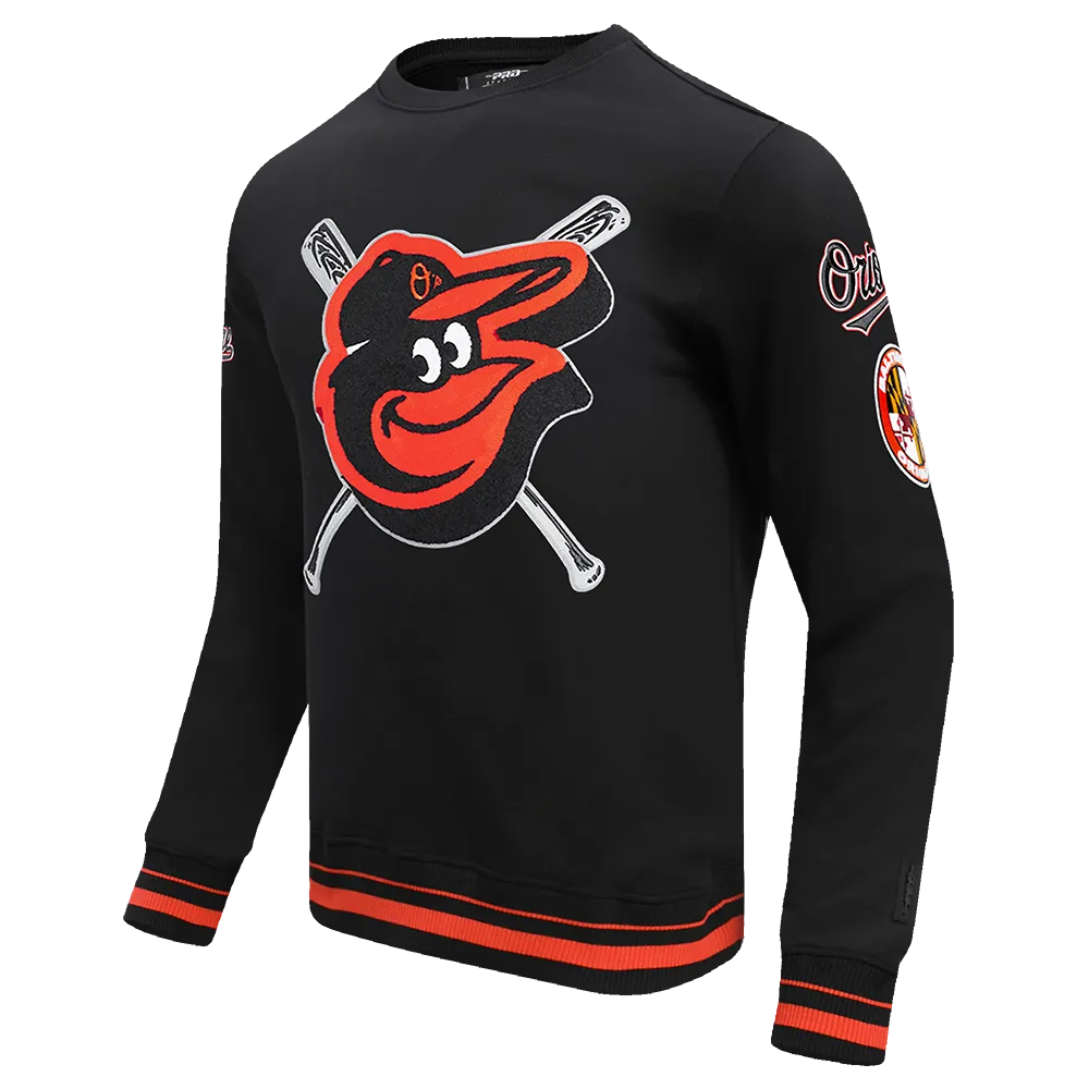 MLB BALTIMORE ORIOLES MASHUP MEN'S RIB CREWNECK (BLACK)