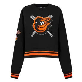 MLB BALTIMORE ORIOLES MASHUP WOMEN'S RIB CREWNECK (BLACK/ORANGE)