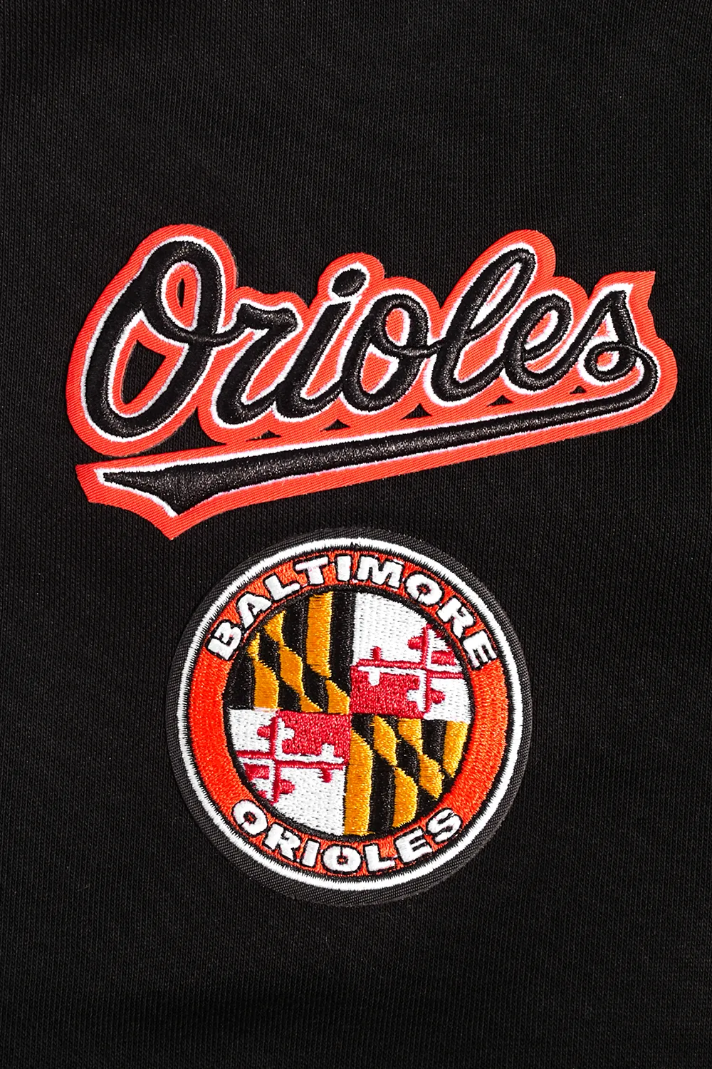 MLB BALTIMORE ORIOLES MASHUP WOMEN'S RIB CREWNECK (BLACK/ORANGE)