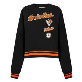 MLB BALTIMORE ORIOLES RETRO CLASSIC WOMEN'S RIB CREWNECK (BLACK/ORANGE)