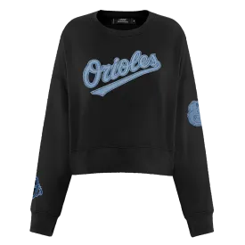 MLB BALTIMORE ORIOLES VARSITY BLUES WOMEN'S CREWNECK (BLACK)