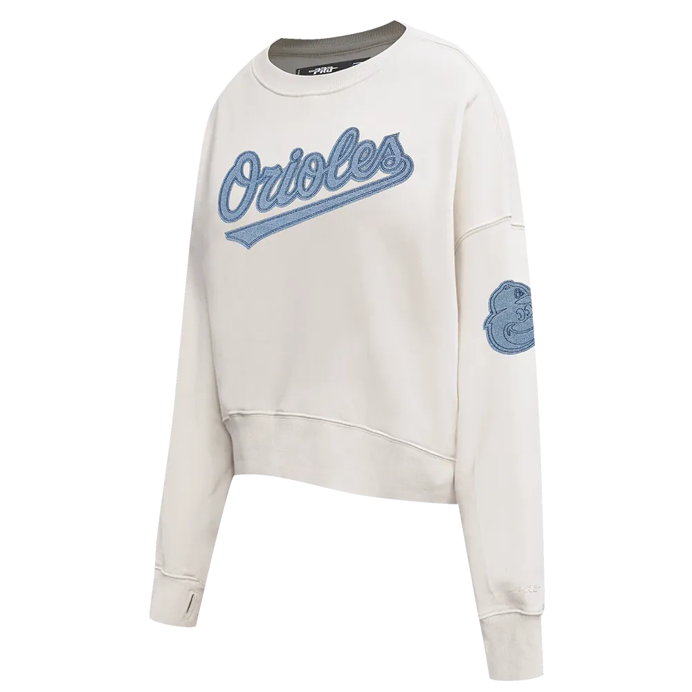 MLB BALTIMORE ORIOLES VARSITY BLUES WOMEN'S CREWNECK (LINEN)